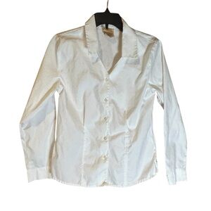 Gabrielle Rohde Royce Womens‎ White Blouse Button Front Shirt Medium Cotton